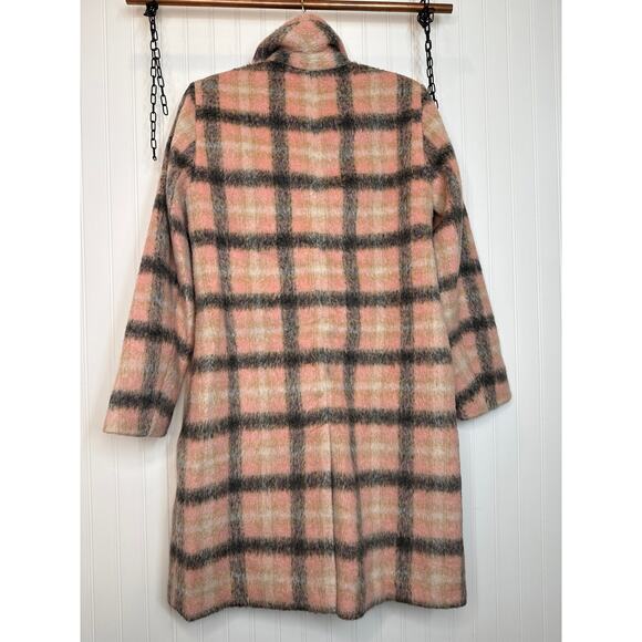 NWOT LOFT Plaid Double Breasted Coat Pink Gray Wool Blend Gorpcore Outdoor Sz M - Picture 5 of 10